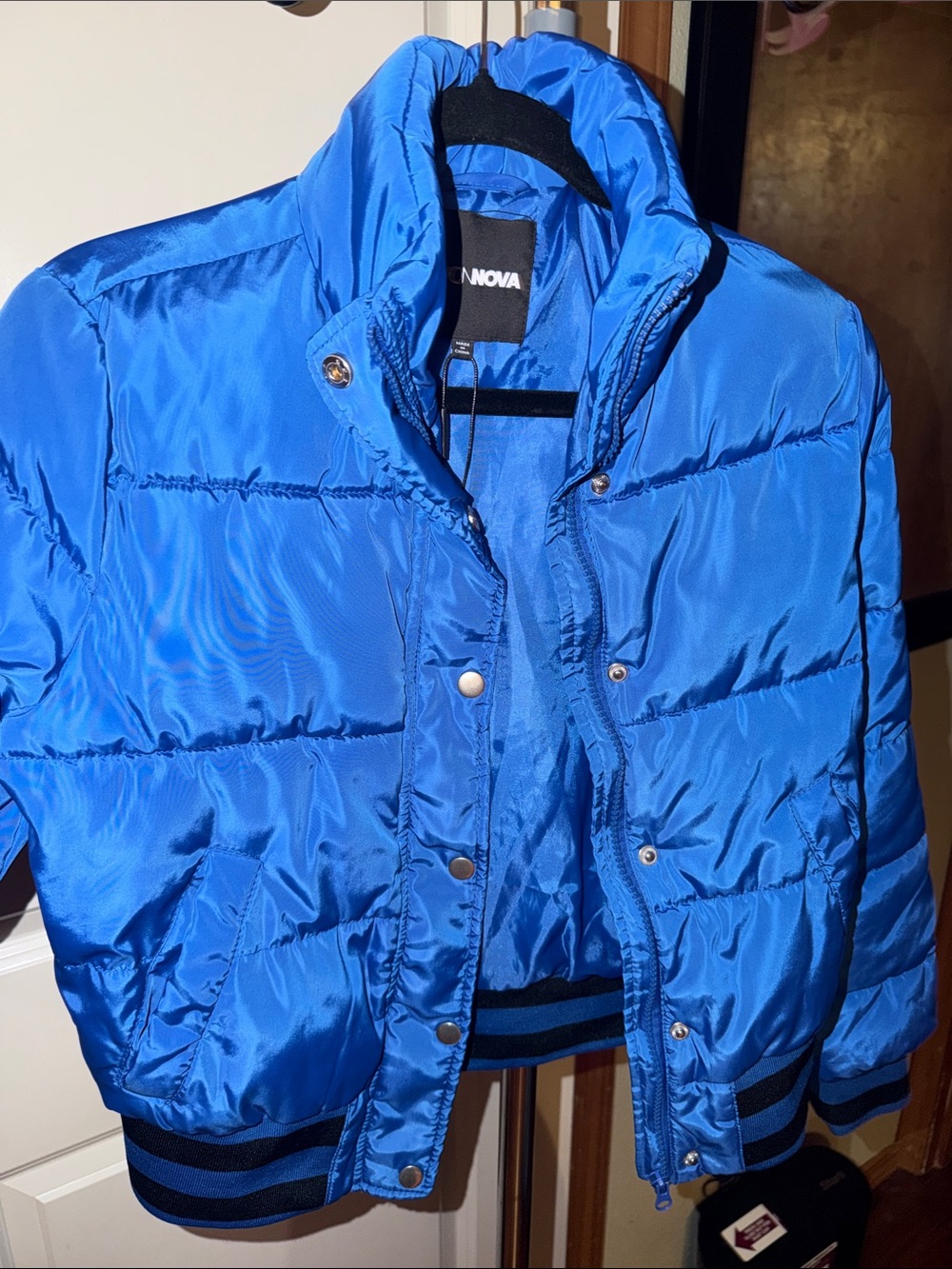 Fashion Nova Bright Blue Women's Bomber Puffer Jacket